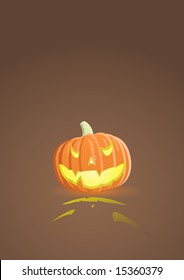 Vector illustration of an evil pumpkin on light brown background