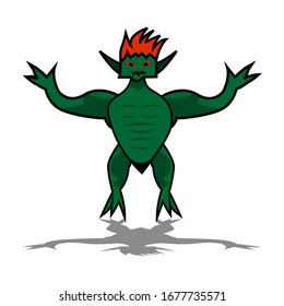 vector illustration of an evil and sinister green monster