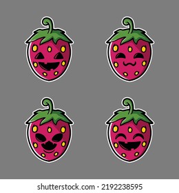 vector illustration of evil strawberry emoji