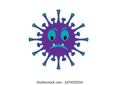 Vector illustration of an evil virus with bared teeth covid-19 of the new coronavirus 2019-nKoV. Coronavirus outbreak concept. coronavirus infection. viral cell microbe.