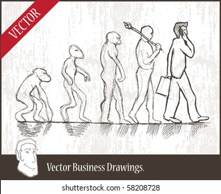 Vector illustration. Evolution from monkey to businessman.