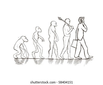 Vector illustration. Evolution from monkey to businessman.