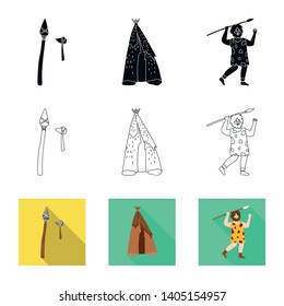 Vector illustration of evolution and neolithic icon. Collection of evolution and primeval stock symbol for web.