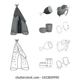 Vector illustration of evolution and neolithic icon. Set of evolution and primeval stock symbol for web.