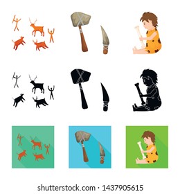 Vector illustration of evolution and neolithic icon. Set of evolution and primeval stock symbol for web.