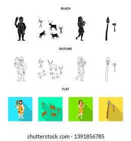 Vector illustration of evolution and neolithic logo. Collection of evolution and primeval stock symbol for web.