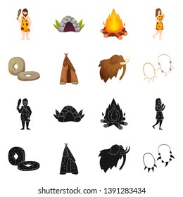 Vector illustration of evolution and neolithic sign. Set of evolution and primeval vector icon for stock.