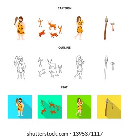 Vector illustration of evolution and neolithic sign. Collection of evolution and primeval stock symbol for web.