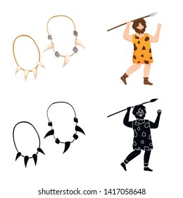 Vector illustration of evolution and neolithic sign. Set of evolution and primeval stock symbol for web.