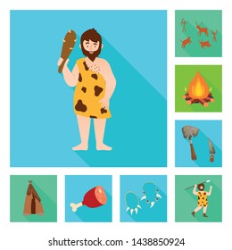 Vector illustration of evolution and neolithic sign. Set of evolution and primeval stock symbol for web.