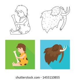 Vector illustration of evolution and neolithic sign. Collection of evolution and primeval vector icon for stock.