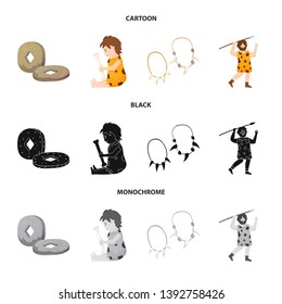 Vector illustration of evolution and neolithic symbol. Collection of evolution and primeval stock symbol for web.