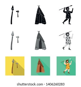 Vector illustration of evolution and neolithic symbol. Collection of evolution and primeval stock vector illustration.