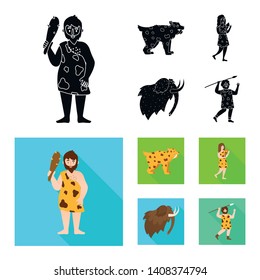 Vector illustration of evolution and neolithic symbol. Set of evolution and primeval vector icon for stock.