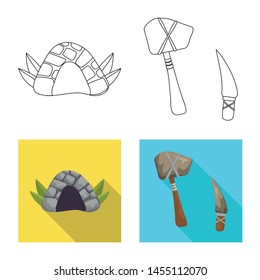 Vector illustration of evolution and neolithic symbol. Collection of evolution and primeval stock vector illustration.