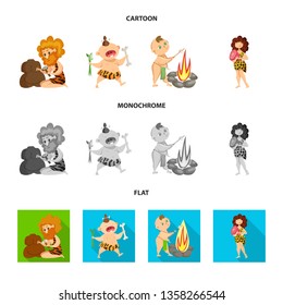Vector illustration of evolution  and prehistory icon. Set of evolution  and development  stock symbol for web.