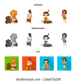 Vector illustration of evolution  and prehistory icon. Set of evolution  and development  vector icon for stock.