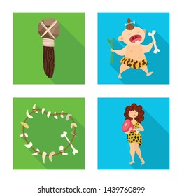 Vector illustration of evolution and prehistory icon. Set of evolution and development stock vector illustration.