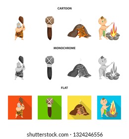 Vector illustration of evolution  and prehistory logo. Set of evolution  and development  stock symbol for web.
