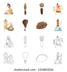 Vector illustration of evolution  and prehistory logo. Set of evolution  and development  stock symbol for web.