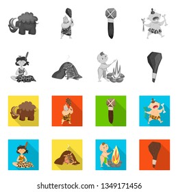 Vector illustration of evolution  and prehistory logo. Set of evolution  and development  vector icon for stock.