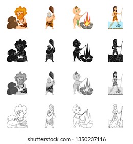 Vector illustration of evolution  and prehistory logo. Set of evolution  and development  stock symbol for web.