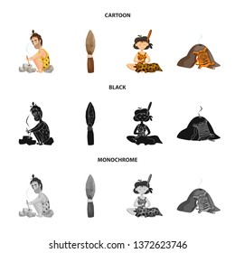 Vector illustration of evolution  and prehistory logo. Collection of evolution  and development  stock symbol for web.