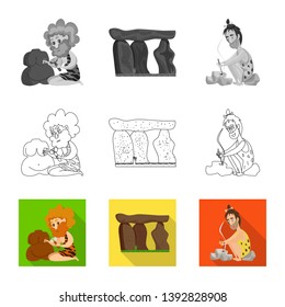 Vector illustration of evolution  and prehistory logo. Set of evolution  and development  stock vector illustration.