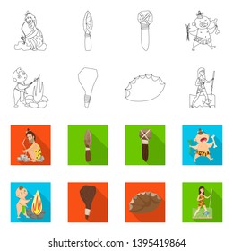 Vector illustration of evolution  and prehistory logo. Collection of evolution  and development  vector icon for stock.