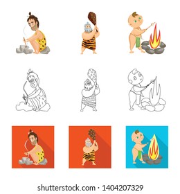 Vector illustration of evolution  and prehistory logo. Collection of evolution  and development  stock vector illustration.