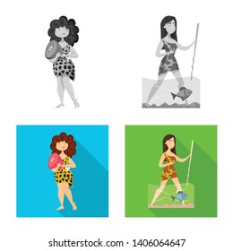 Vector illustration of evolution  and prehistory logo. Set of evolution  and development  stock symbol for web.