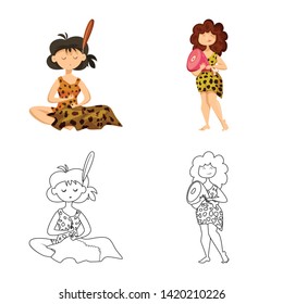 Vector illustration of evolution  and prehistory logo. Collection of evolution  and development  vector icon for stock.