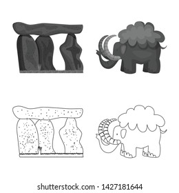 Vector illustration of evolution and prehistory logo. Set of evolution and development vector icon for stock.