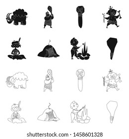 Vector illustration of evolution and prehistory logo. Set of evolution and development stock vector illustration.