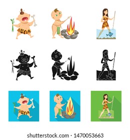 Vector illustration of evolution and prehistory logo. Collection of evolution and development stock vector illustration.
