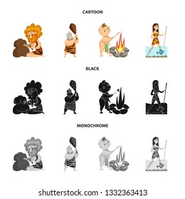 Vector illustration of evolution  and prehistory sign. Collection of evolution  and development  stock vector illustration.