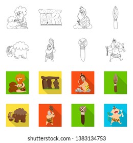 Vector illustration of evolution  and prehistory sign. Set of evolution  and development  stock vector illustration.