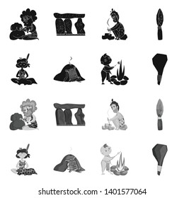 Vector illustration of evolution  and prehistory sign. Set of evolution  and development  vector icon for stock.