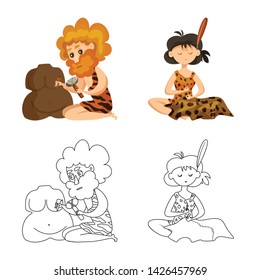Vector illustration of evolution and prehistory sign. Collection of evolution and development stock symbol for web.