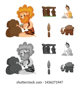 Vector illustration of evolution and prehistory sign. Set of evolution and development stock symbol for web.
