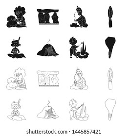 Vector illustration of evolution and prehistory sign. Set of evolution and development stock vector illustration.