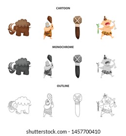 Vector illustration of evolution and prehistory sign. Collection of evolution and development vector icon for stock.