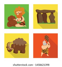 Vector illustration of evolution and prehistory sign. Collection of evolution and development stock vector illustration.