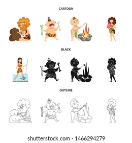 Vector illustration of evolution and prehistory sign. Set of evolution and development stock symbol for web.
