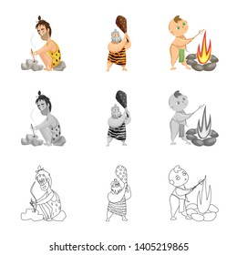 Vector illustration of evolution  and prehistory symbol. Set of evolution  and development  stock symbol for web.