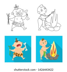 Vector illustration of evolution and prehistory symbol. Collection of evolution and development stock vector illustration.