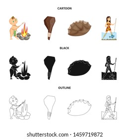 Vector illustration of evolution and prehistory symbol. Set of evolution and development stock symbol for web.