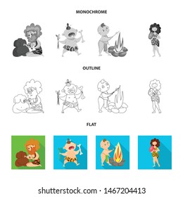 Vector illustration of evolution and prehistory symbol. Collection of evolution and development vector icon for stock.