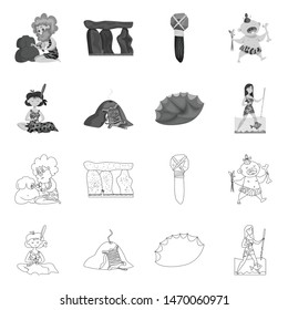 Vector illustration of evolution and prehistory symbol. Set of evolution and development stock symbol for web.