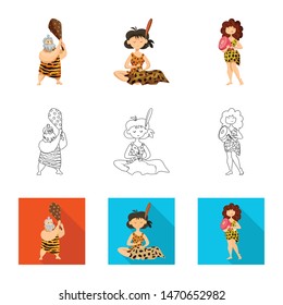 Vector illustration of evolution and prehistory symbol. Collection of evolution and development stock symbol for web.
